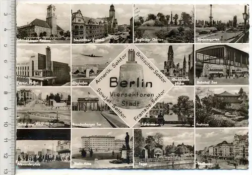 Berlin, Viersektoren-Stadt, um 1950/60, Verlag: Kunst und Bild Berlin, Postkarte mit Frankatur, mit Stempel, Berlin