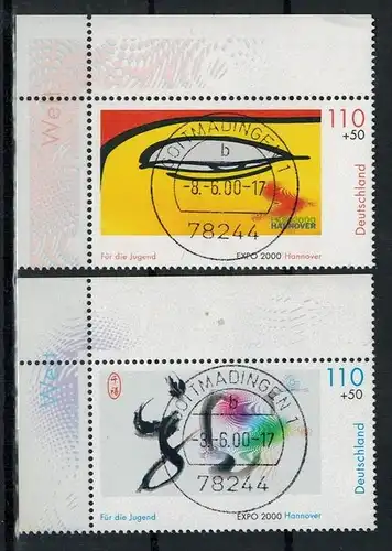 2000 , MiNr. 2120+2121 o, mit Randstreifen   Zustand: I-II