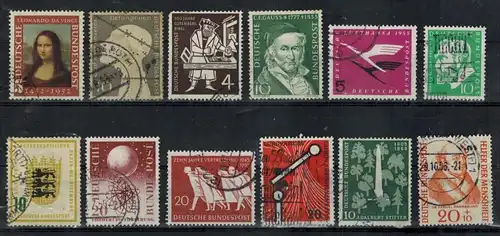 12 x Briefmarken BRD 1952-56 Zustand: I-II