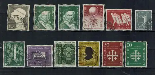 12 x Briefmarken BRD 1952-56 Zustand: I-II