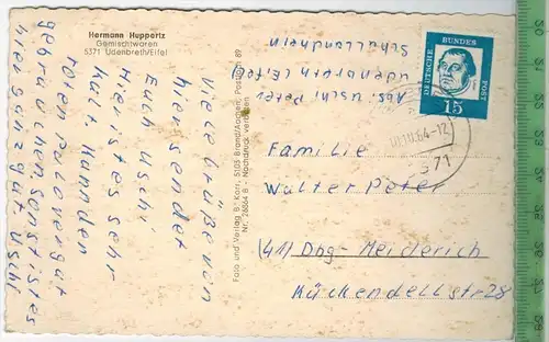 Udenbreth-Eifel, Schullandheim um 1960/1970, Verlag: B.Korr, POSTKARTE,  mit Frankatur, mit Stempel,  UDENBRETH 10.10.64