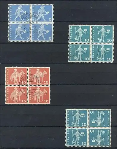 1960, 4 x 4er Herzst. MiNr. 1x696x, 1x697x,1x 698x, 1 x Kopfstehend 697x    Zustand: I-II