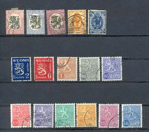 Finnland, Konvol. Briefmarken 16 Stck. gestempelt, Zustand: gut
