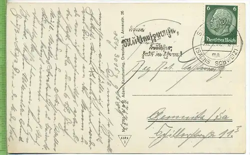 Kurort Rathen um 1930/1940 Verlag:  A. & R. Adam, Dreden Postkarte Verso : Maschinenst. Mit Frankatur, mit Stempel , STA
