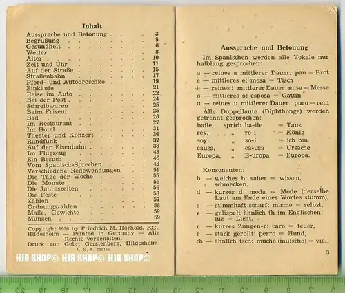 Miniatur-Bibliothek, Anleitung zur Unterhaltung in der spanischen Sprache,