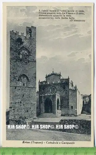 „Erice (Trapani)-Cattedrale e Campanile“ um 1920/1930 ungebrauchte Karte