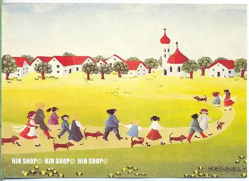 WIECHMANN – BILDKARTEN HERMA KENNEL, Dackelwanderung, Nr.5179