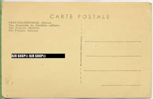 um 1910/1920 Ansichtskarte,  „Vue d`ensemble du Cimetière militaire“  ungebrauchte Karte