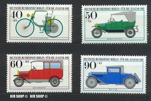 1982, Historische Kraftfahrzeuge, MiNr.606-663**, Satz 4W
