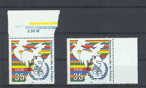 1986, 5. Aug. Internationales Jahr des Friedens, 3036 35 Pf. x2**