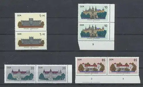 1986, 29. Juli. Schlösser, 2x 3032,3033,3034,3035, 2x Satz**