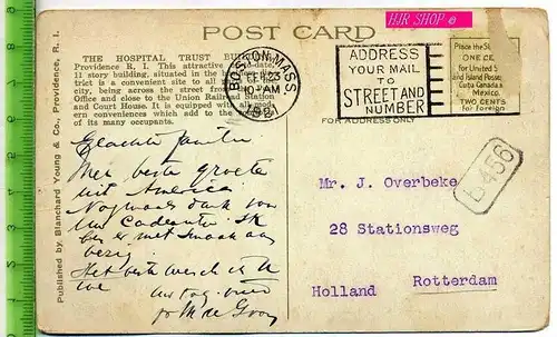 Market Sg., showing Turks head, and The Hospital trust Bidgs., Providence, R.I. Gel. 23.02.1921 / Boston, Mass.