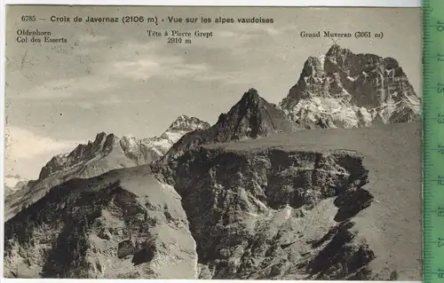 Croix de Javernenaz- Vue sur les alpes vaudises, Verlag: Phototypie Co., Neuchatel, Postkarte mit Mi.Nr.203 waager.