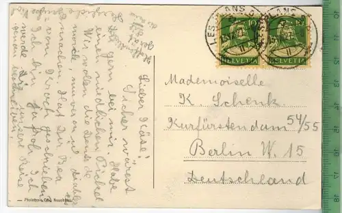 Croix de Javernenaz- Vue sur les alpes vaudises, Verlag: Phototypie Co., Neuchatel, Postkarte mit Mi.Nr.203 waager.
