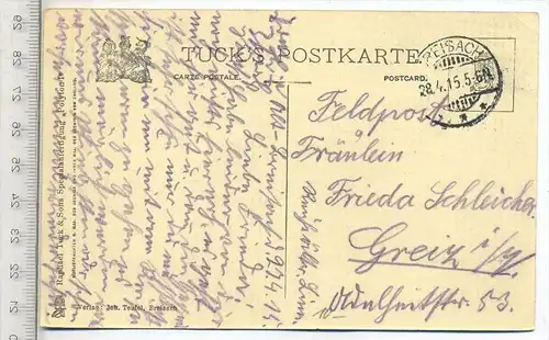 BREISACH – v. Eckartsberg gesehen, um 1915, Verlag: Jch. Teufel, Feldpost-Karte ohne Frankatur, mit Stempel,