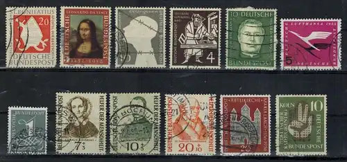 12 x Briefmarken BRD 1952-56 Zustand: I-II