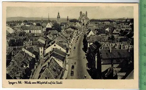 Speyer a. Rh.-Blick vom Altpörtel auf die Stadt um 1950/1960, Verlag: Schöning&Co., Lübeck,  POSTKARTE,  mit Frankatur,