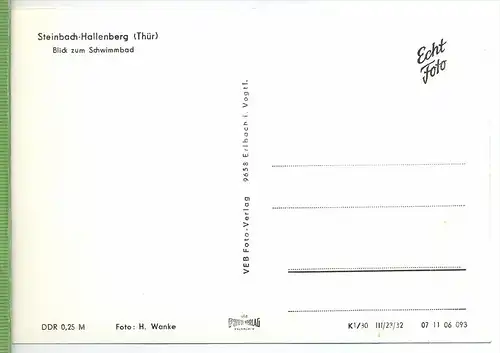 Steinbach-Hallenberg/Thür., Blick zum Schwimmbad um 1960/1970, Verlag:---, VEB Foto, POSTKARTE Erhaltung: I-II