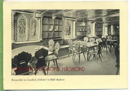 Burgstube im Gasthof Ochsen in Bühl(Baden) um 1950/1960, Verlag: -----, Postkarte unbenutzte Karte ,  Erhaltung: I-II