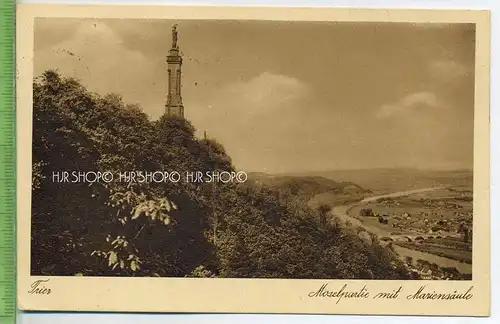„Trier, Moselpartie mit Mariensäule“   um 1930 /1940 , Postkarte
