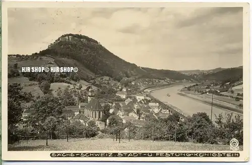 um 1920/1930  Antsichtskarte,  „Festung Königstein “  mit Frankatur, Stempel,