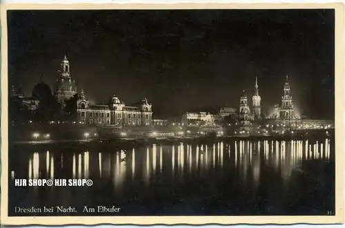 um 1930/1930  Antsichtskarte,  „Dresden bei Nacht, “  mit Frankatur, Stempel