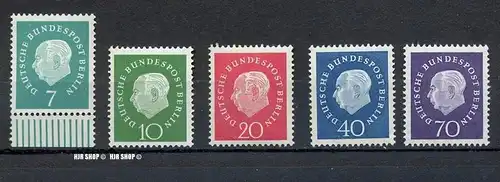 1959 Theodor Heuss, MiNr. 182-186**, Satz 5W