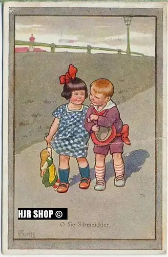 um 1910/1920 Ansichtskarte Kinder,  gelaufene Karte