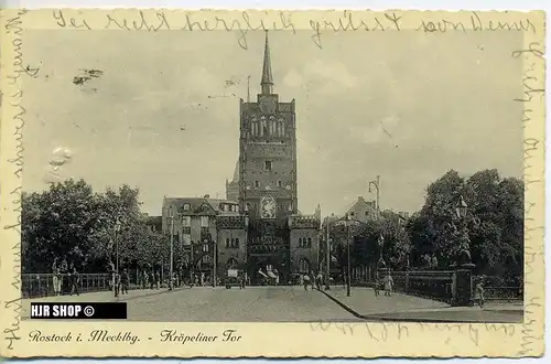 Postkarte:  Rostock i. Mecklbg.-Kröpeliner  Tor