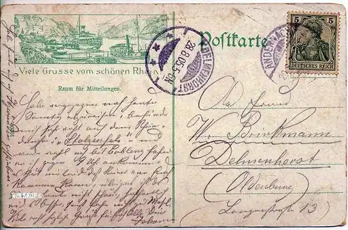 Postkarte, St. Goarshausen und Burg Katz