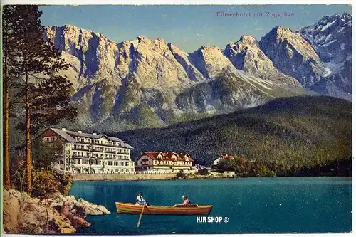 Feld-Postkarte, Eibseehotel mit Zugspitze