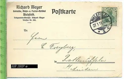 Postkarte, Bielefeld, Deutschland Gest. 27.01.1911