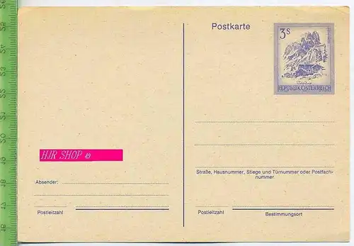 Postkarte, Republik Österreich  Österreich 3S blau, 1974