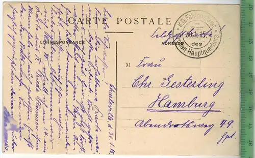 Charleville, place Ducale (2) 1915, Verlag: J. Winling, Charleville, FELD- POSTKARTE ohne Frankatur, mit Stempel