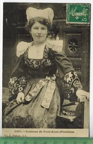 Costume de Pont-Aven 1914, Verlag: ------,  POST KARTE mit Frankatur,  mit Stempel  LAMORLAYE 25.7.14, Erhaltung: I-II,