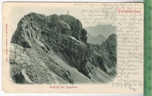 Partenkirchen, Ostgipfel der Zugspitze, 1900/1910, Verlag:  Stengel & Co., Dresden u. Berlin, Postkarte, Besch.