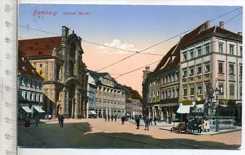 BAMBERG, Grüner Markt,  1910/20 Verlag: ------, Postkarte mit Frankatur, mit Stempel, Bamberg 24.7.16 Erhaltung: I-II  K