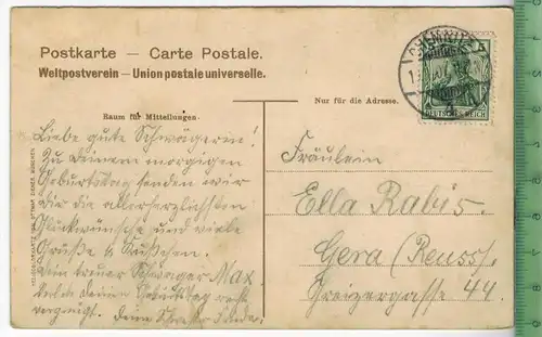 Chemnitz, Parie am Beckerdenkmal---1907 Verlag: Ottmar Zieher, München  Postkarte mit Frankatur  und Stempel, CHEMNITZ