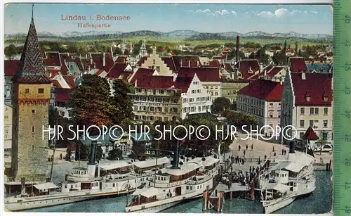 Lindau i. Bodensee, Hafenpartie, Verlag: Trinks & Co., GmbH., Leipzig, POSTKARTE, Rückseite beschrieben, 4.5.1923