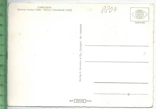 Dinkelsbühl, Deutsches Haus mit Autos um 1960/1970, Verlag: Hermann & Co., Stuttgart, POSTKARTE, Erhaltung: I-II,