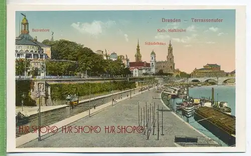 Dresden, Terrassenufer um 1920/1930 Verlag:  Gebr. Schelzel Postkarte unbenutzte Karte ,  Erhaltung: I-II Karte
