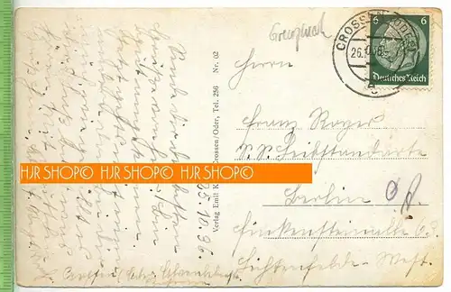 Crossen (Oder) Blick auf die Stadt, um 1930/1940,  Verlag: Emil Koch, Crossen/Oder  , POSTKARTE , mit Frankatur,