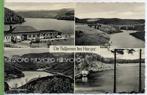 Die Talsperren des Harzes um 1950/1960,  Verlag: C.F. Fangmeier, Bad Harzburg,  POSTKARTE ,  unbenutzte Karte