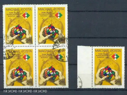 1982,  MiNr. 3565 gest. 1x 4er Herzst.+ 1 x mit Seitenr.