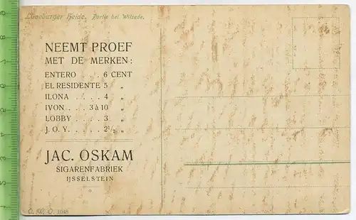 „Ijssenstein, Jac. Oskam, Sigarenfabriek, Lüneburger Heide“ um 1920/1930 Ansichtskarte, ungebrauchte Karte