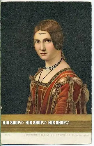 „Leonardo da Vinci, La Belle Ferroniere“   um 1930/1940,  Ansichtskarte, ungebrauchte Karte