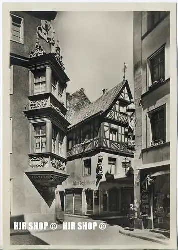 um 1920/1930 Ansichtskarte,  „Mainz, Erker des Gymnasiums um 1615 und Betzelgasse“ , ungebrauchte Karte