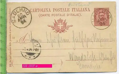 Postkarte, Carte Postale Italiana,  gelaufen: 20.04.1894/ Maderno