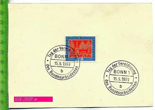 BONN - Tag der Vereidigung des Bundespräsidenten Lübke 1959 - Ganzsache