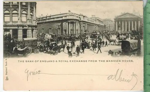 London, The Bank of England, Royal Exchange From The Mansion House 1902, Verlag: -------- Postkarte,